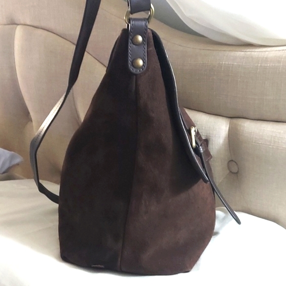 Garnet Hill Siena  Messenger Crossbody Leather Suede Bag Made in Italy - Picture 10 of 13